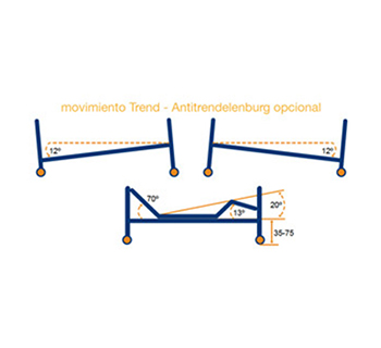 Medidas y angulos Cama Eléctrica con Carro Elevador trend-antitrendelemburg Aneto